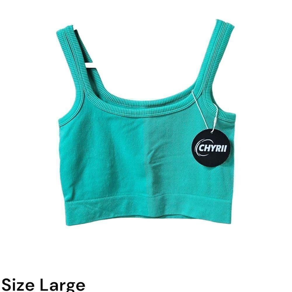 NEW CHYRII Women's Square Neck going out tops Ribbed basic Tank Crop Workout Top - Picture 2 of 10